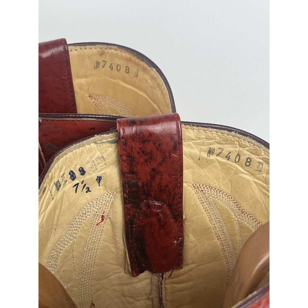 Vaquero Cowboy Boots Red Leather Uppers With White/black Snakeskin On Lower - Picture 9 of 16